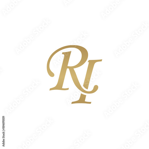 Initial letter RI, overlapping elegant monogram logo, luxury golden color