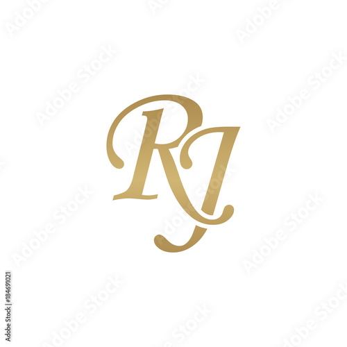 Initial letter RJ, overlapping elegant monogram logo, luxury golden color