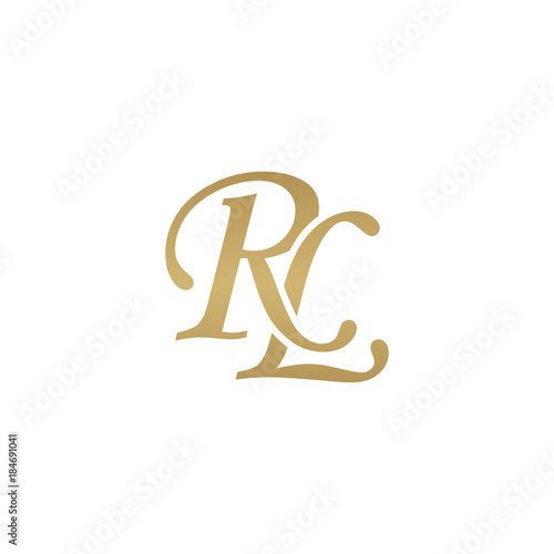 Initial letter RL, overlapping elegant monogram logo, luxury golden color
