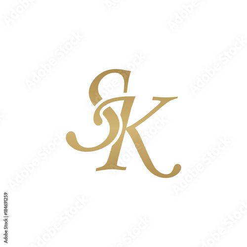 Initial letter SK, overlapping elegant monogram logo, luxury golden color