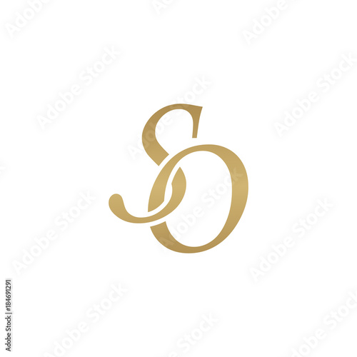 Initial letter SO, overlapping elegant monogram logo, luxury golden color