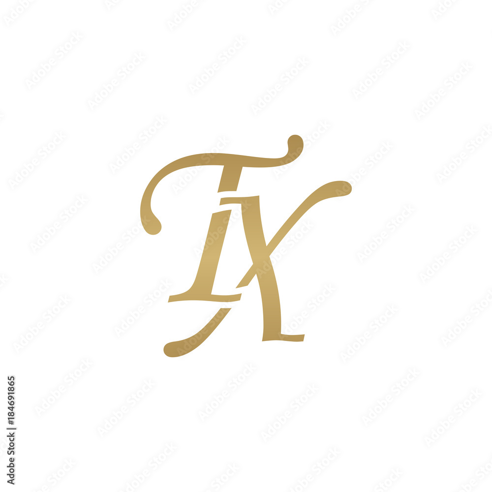 Initial letter TX, overlapping elegant monogram logo, luxury golden color Initial letter TX, overlapping elegant monogram logo, luxury golden color