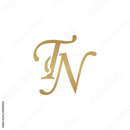 Initial letter TN, overlapping elegant monogram logo, luxury golden color