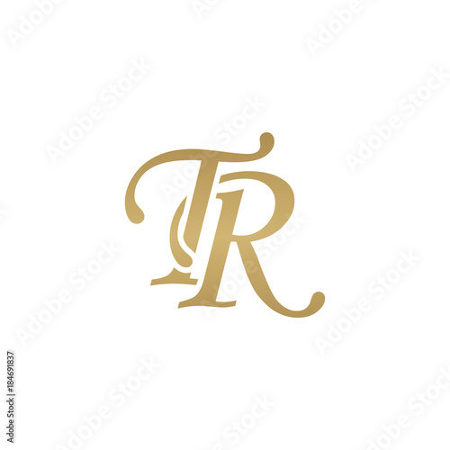 Initial letter TR, overlapping elegant monogram logo, luxury golden color photo