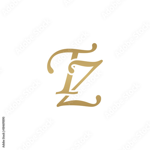 Initial letter TZ, overlapping elegant monogram logo, luxury golden color