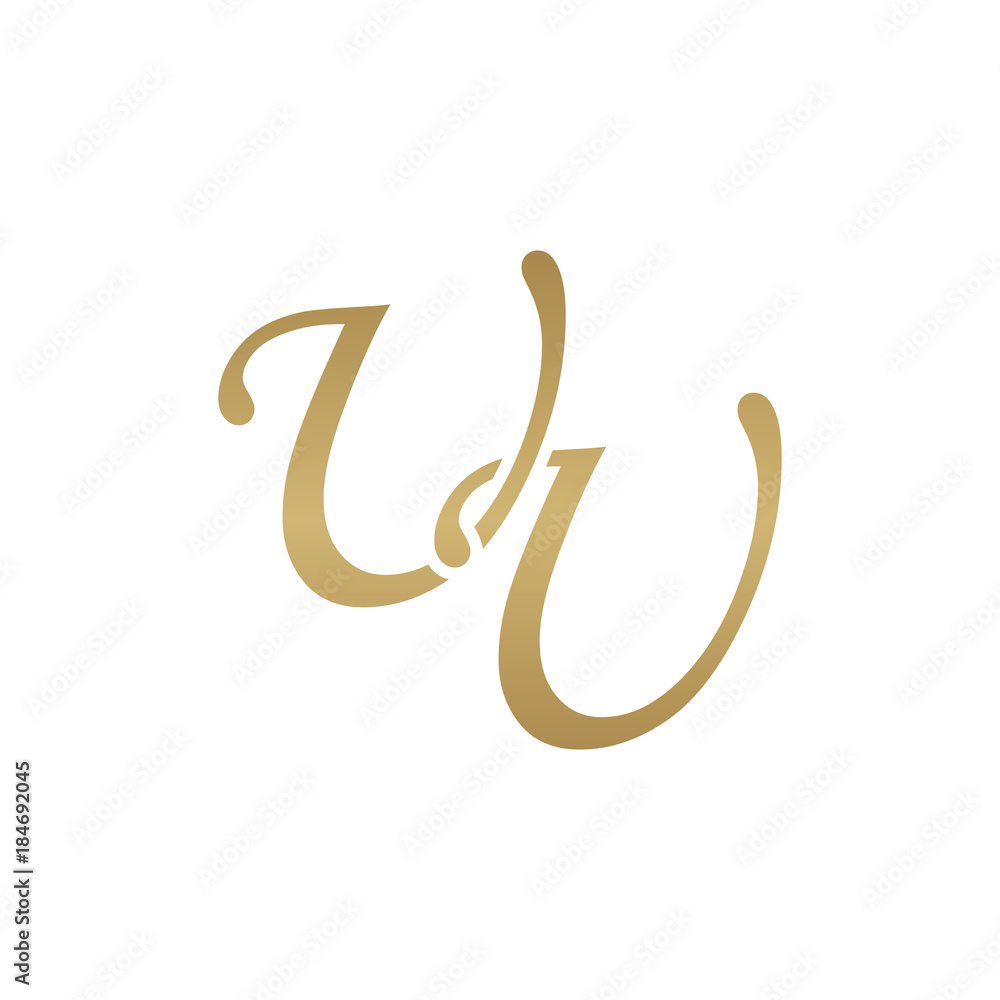 Initial letter UU, overlapping elegant monogram logo, luxury golden color
