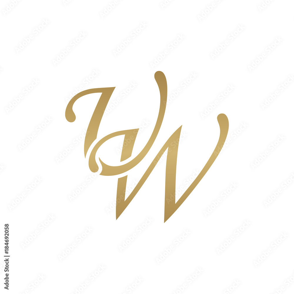 Fototapeta premium Initial letter UW, overlapping elegant monogram logo, luxury golden color