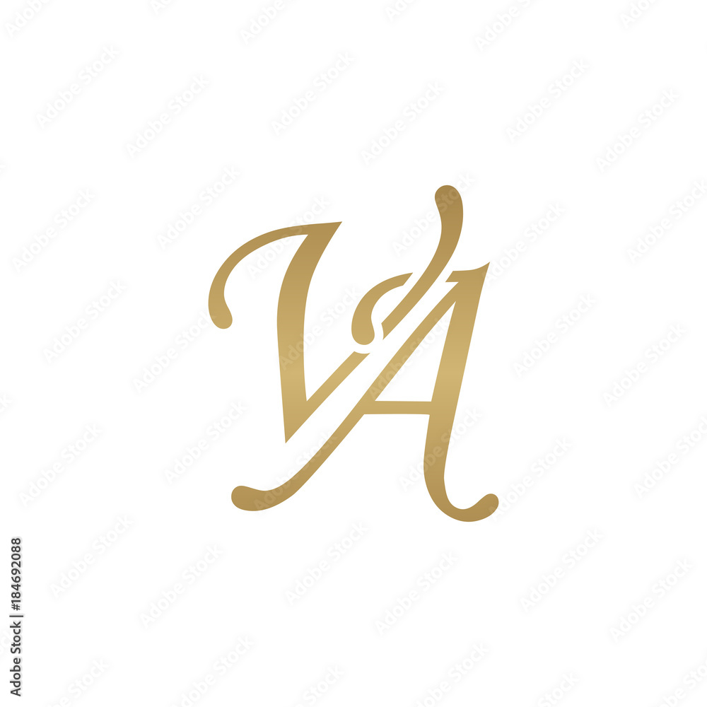 Initial letter VA, overlapping elegant monogram logo, luxury golden color Initial letter VA, overlapping elegant monogram logo, luxury golden color