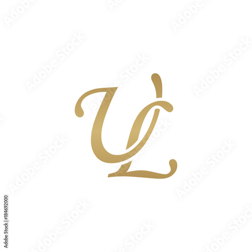 Initial letter UL, overlapping elegant monogram logo, luxury golden color