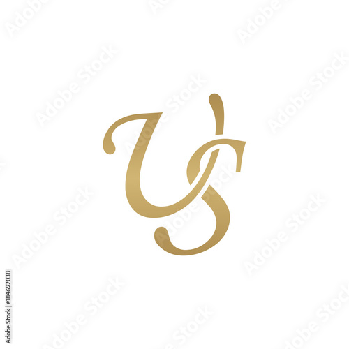 Initial letter US, overlapping elegant monogram logo, luxury golden color
