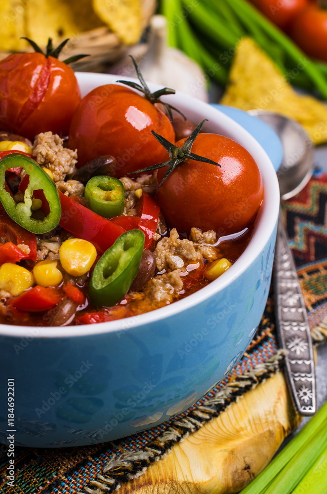 Traditional Mexican chili concarne Traditional Mexican chili concarne