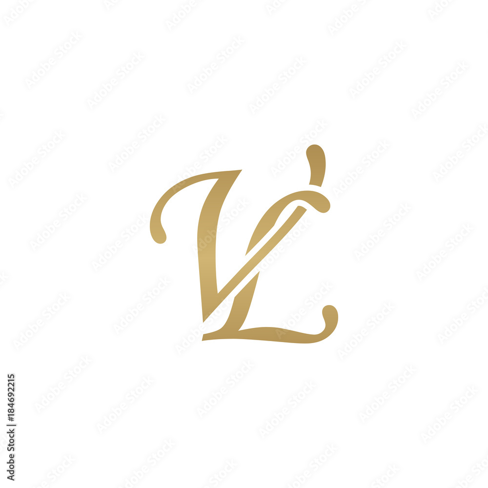 Golden Vl Monogram Isolated In White Stock Illustration - Download