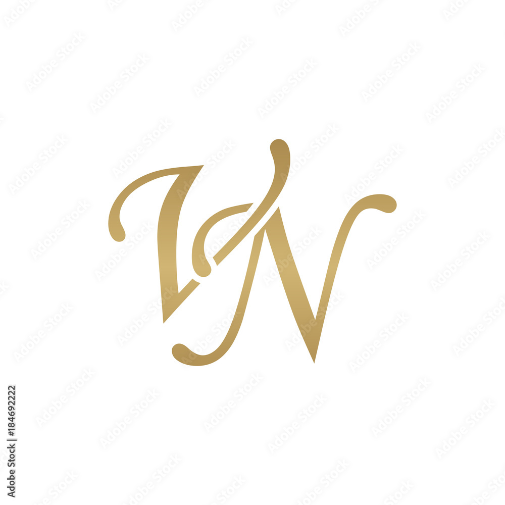 Initial letter VN, overlapping elegant monogram logo, luxury golden color Initial letter VN, overlapping elegant monogram logo, luxury golden color