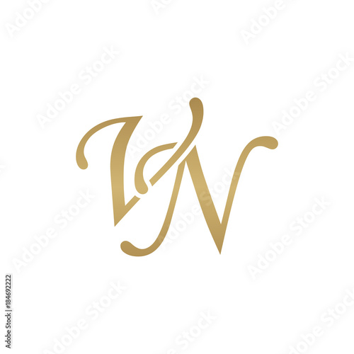 Initial letter VN, overlapping elegant monogram logo, luxury golden color photo