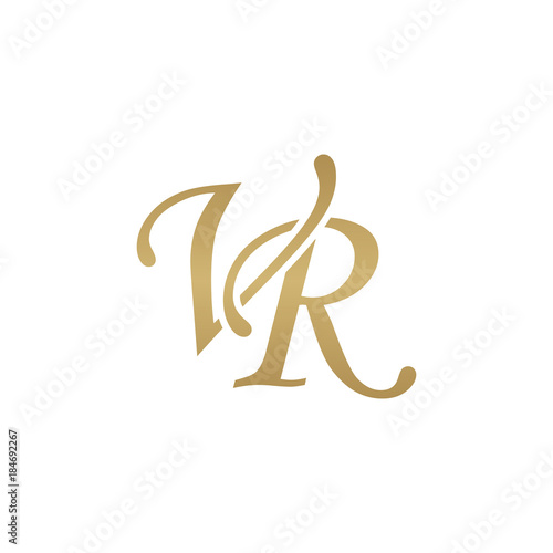 Initial letter VR, overlapping elegant monogram logo, luxury golden color