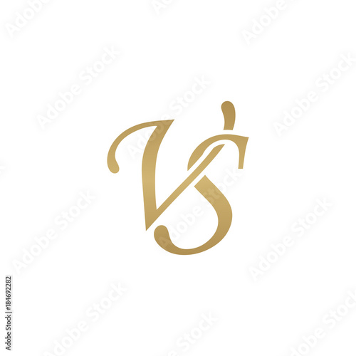 Initial letter VS, overlapping elegant monogram logo, luxury golden color