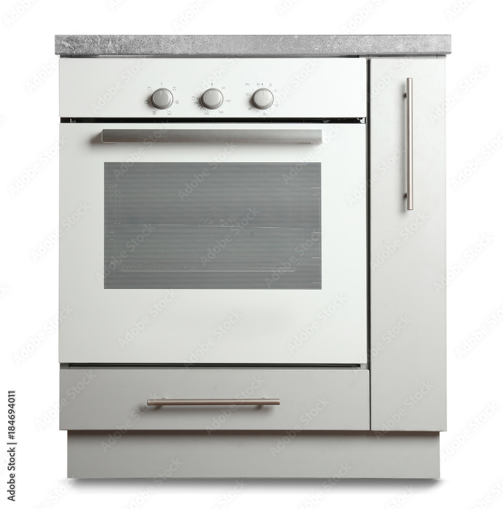 Kitchen cabinet with oven on white background Kitchen cabinet with oven on white background