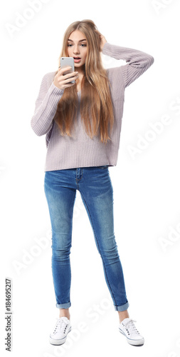 Emotional young woman with ...