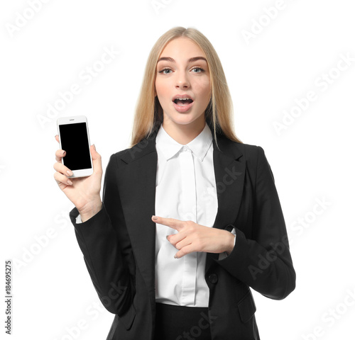 Emotional businesswoman wit...