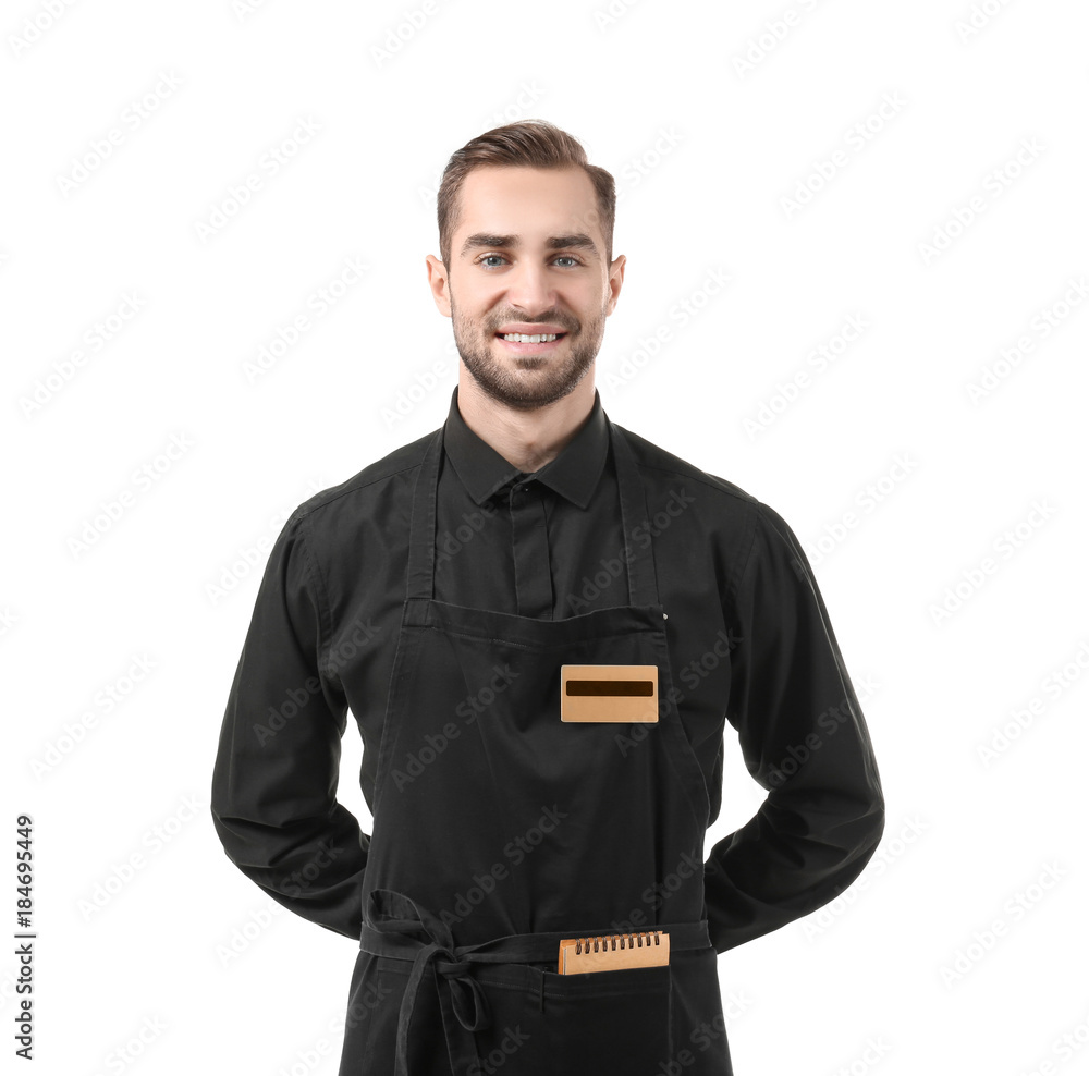 Handsome waiter on white background Handsome waiter on white background