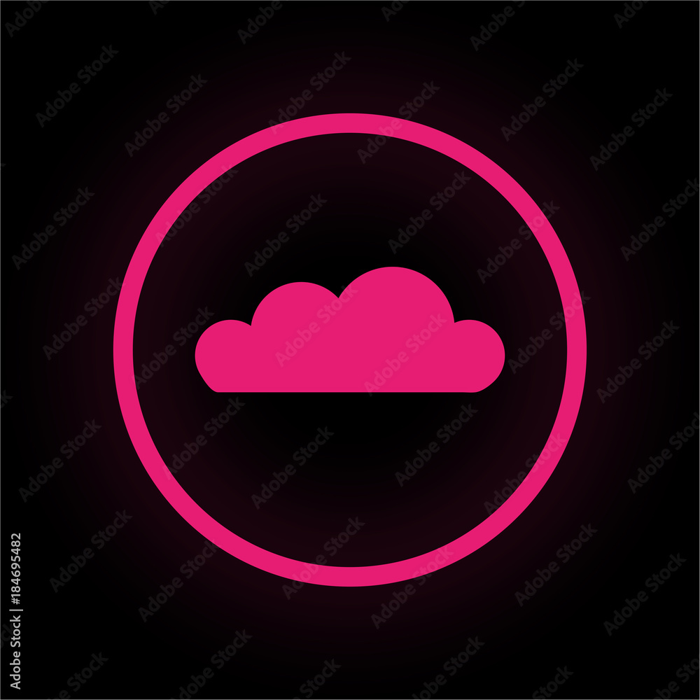 Neon Button rund - Wolke - Cloud-Service Neon Button rund - Wolke - Cloud-Service