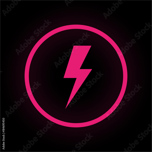 Neon Button rund - Blitz - Gefahr