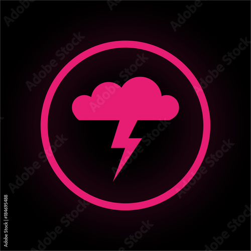 Neon Button rund - Gewitterwolke - Vorsicht