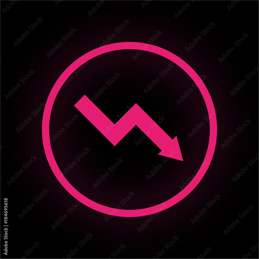 Neon Button rund - Pfeil nach unten Neon Button rund - Pfeil nach unten