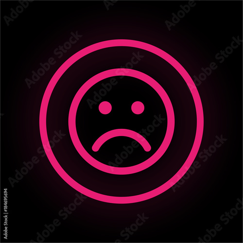 Neon Button rund - Smiley traurig