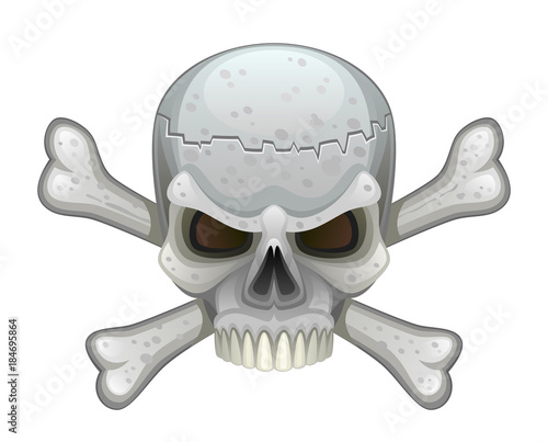Skull with crossbones on a white background