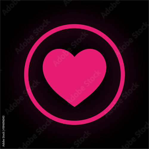 Neon Button rund - Herz - Liebe