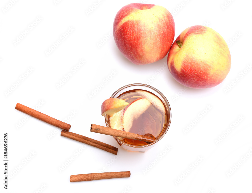 Composition of apples and rustic entourage. Apples and spicy tea Composition of apples and rustic entourage. Apples and spicy tea