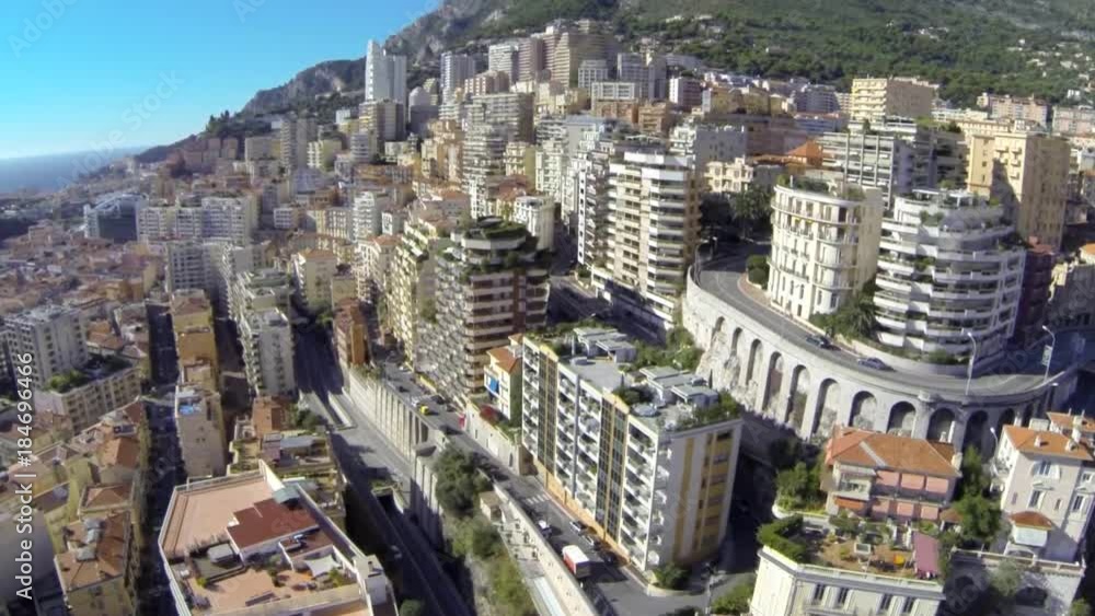 Monaco city town Monte Carlo Drone flight port yahts sea flats Monaco city town Monte Carlo Drone flight port yahts sea flats