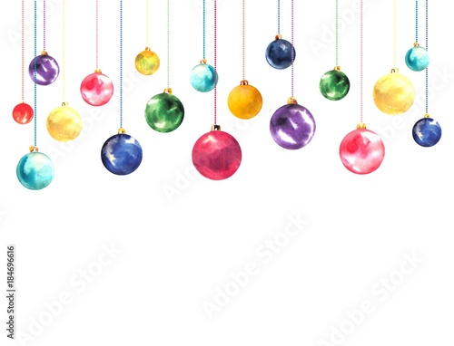 New year illustration with Christmas balls.
