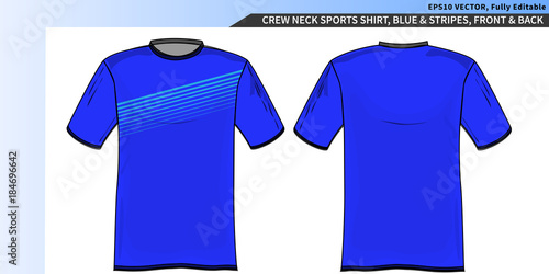 Blue sports tee shirt with stripes
