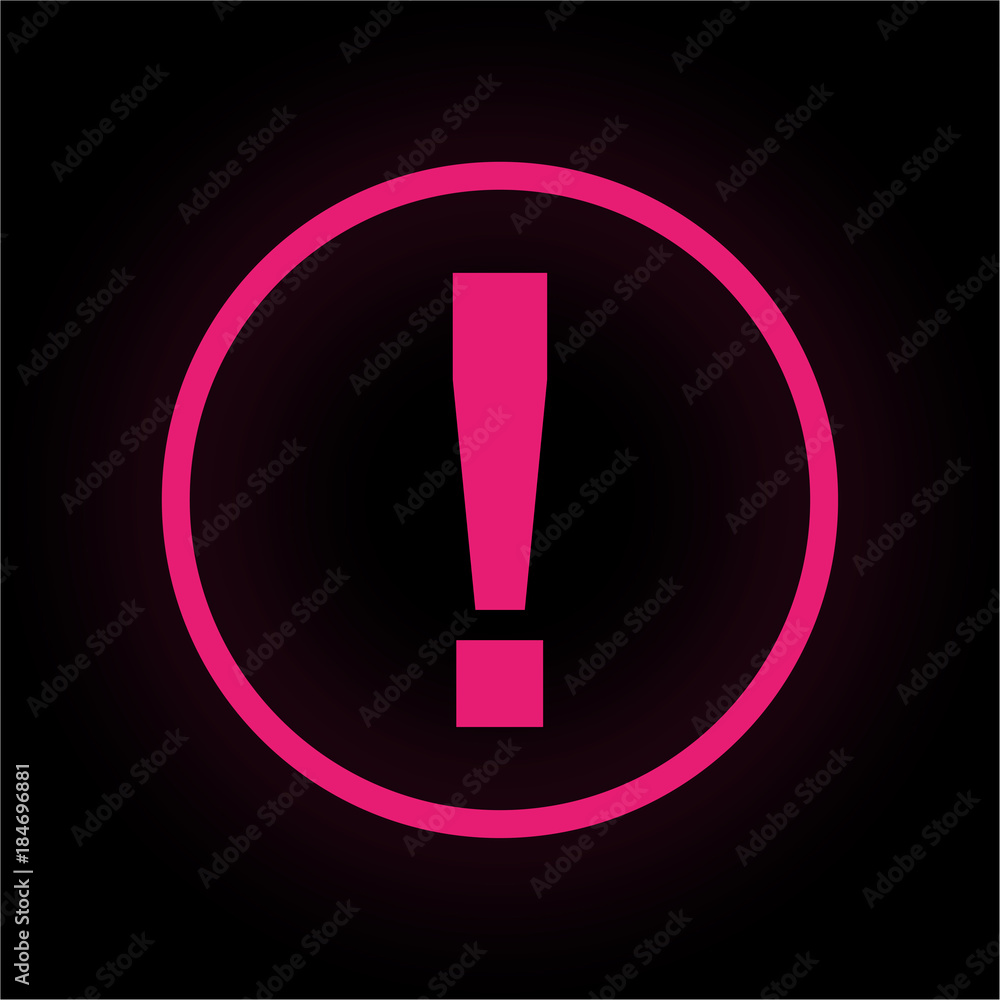 Neon Button rund - Ausruf Neon Button rund - Ausruf