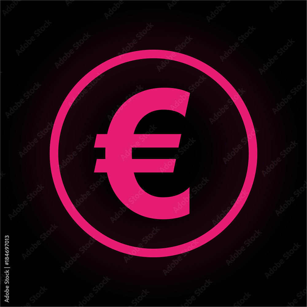 Neon Button rund - Euro - Währung Neon Button rund - Euro - Währung