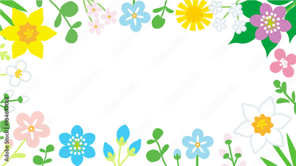 Naklejka premium Round frame of Colorful Wildflowers White background