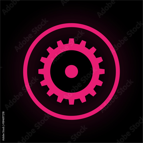 Neon Button rund - Zahnrad - Einstellungen