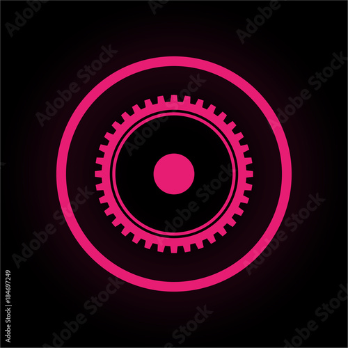 Neon Button rund - Zahnrad - Bearbeiten