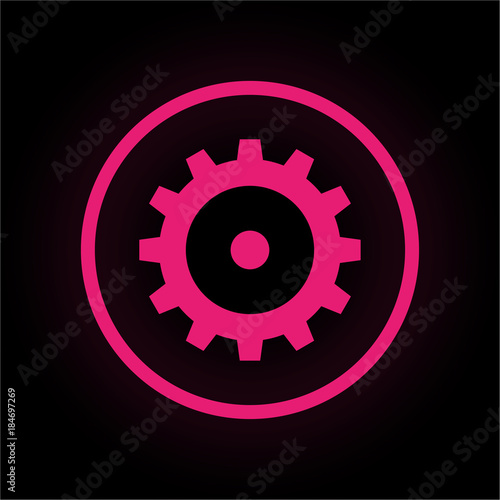 Neon Button rund - Zahnrad - Optionen