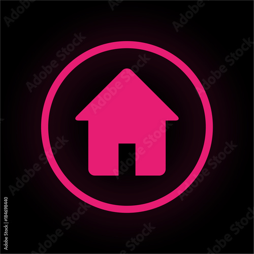 Neon Button rund - Wohnhaus