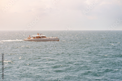 Without a sailing yacht against the background of the open sea. The concept of travel and tourism © alexsfoto