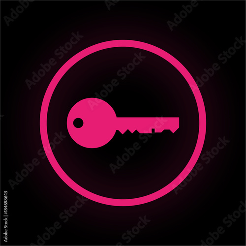 Neon Button rund - Schlüssel - Datenschutz