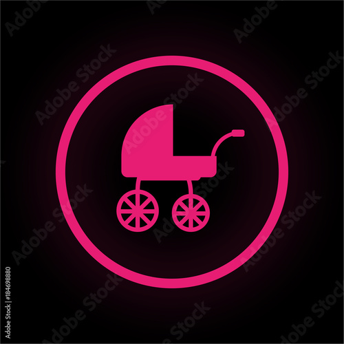 Neon Button rund - Kinderwagen