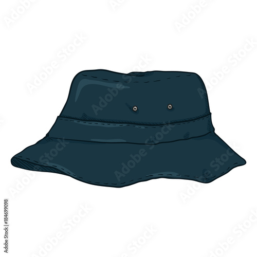 Vector Single Cartoon Blue Bucket Hat.