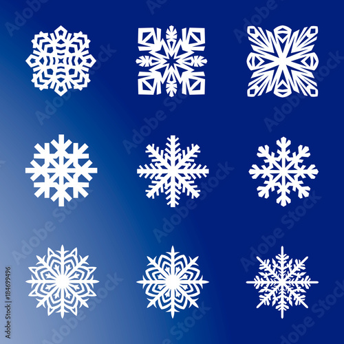 Vector snowflakes blue font