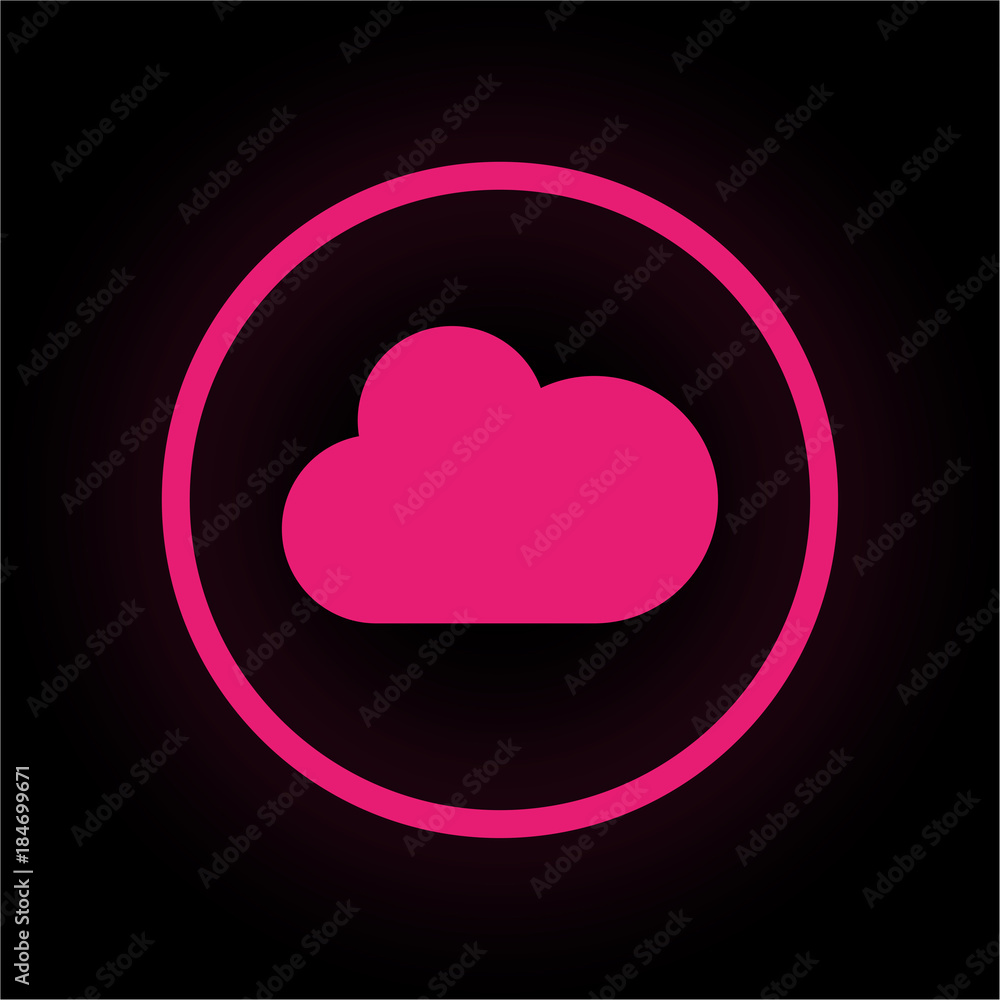 Neon Button rund - Wolke - Cloud-Service Neon Button rund - Wolke - Cloud-Service