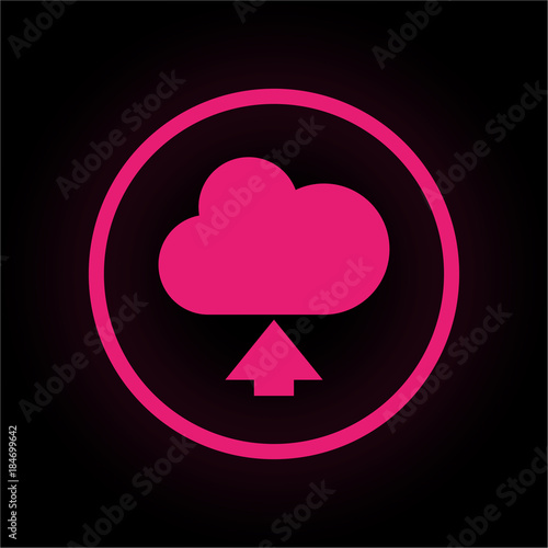 Neon Button rund - Wolke hochladen