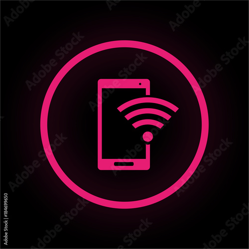 Neon Button rund - Smartphone Wifi